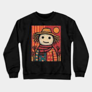 Folk Art Scarecrow | The Autumn Harvest Guardian Crewneck Sweatshirt