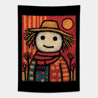 Folk Art Scarecrow | The Autumn Harvest Guardian Tapestry