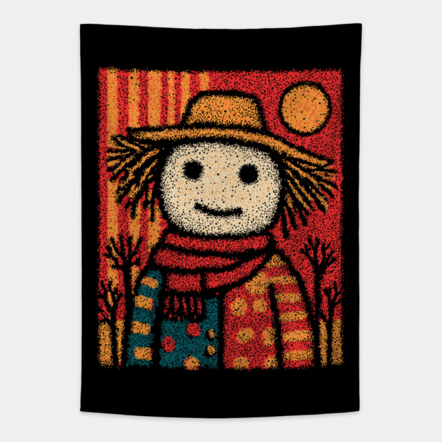 Folk Art Scarecrow | The Autumn Harvest Guardian Tapestry by TuncGK