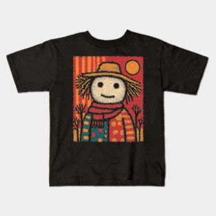 Folk Art Scarecrow | The Autumn Harvest Guardian Kids T-Shirt