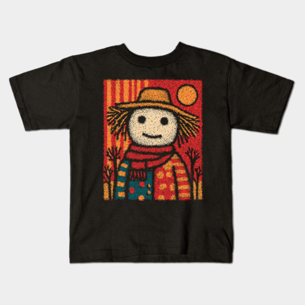 Folk Art Scarecrow | The Autumn Harvest Guardian Kids T-Shirt by TuncGK