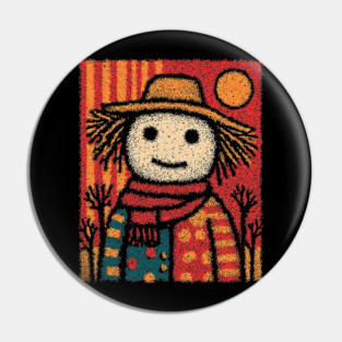 Folk Art Scarecrow | The Autumn Harvest Guardian Pin