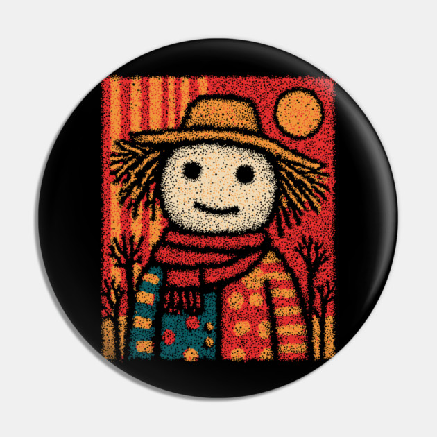 Folk Art Scarecrow | The Autumn Harvest Guardian Pin by TuncGK