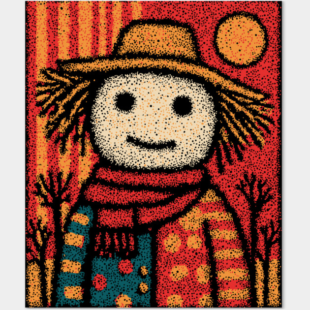 Folk Art Scarecrow | The Autumn Harvest Guardian Wall Art by TuncGK