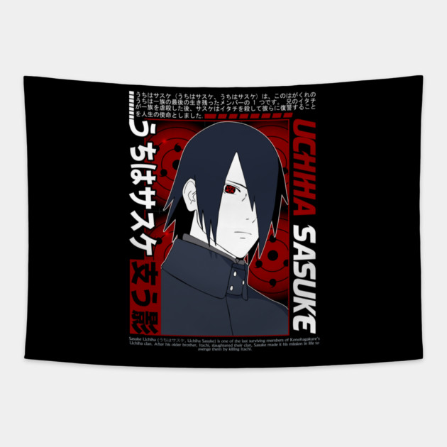 Uchiha Sasuke Mangekyo Sharingan Cool Art Tapestry by Otaku Vibes
