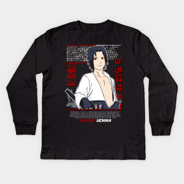Uchiha Sasuke Sharingan Cool Art Kids Long Sleeve T-Shirt by Otaku Vibes