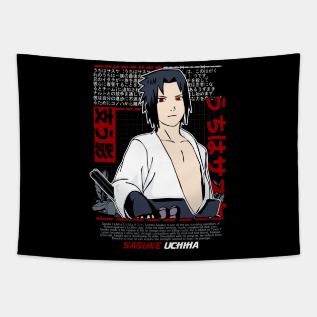 Uchiha Sasuke Sharingan Cool Art Tapestry by Otaku Vibes