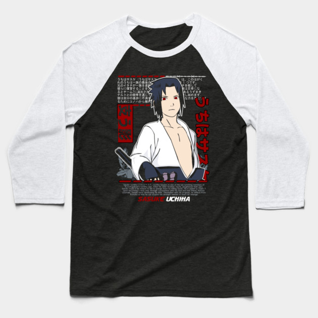 Uchiha Sasuke Sharingan Cool Art Baseball T-Shirt by Otaku Vibes