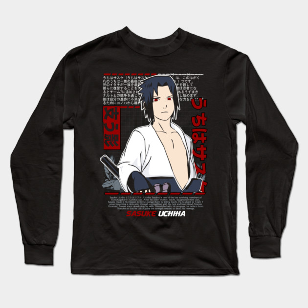 Uchiha Sasuke Sharingan Cool Art Long Sleeve T-Shirt by Otaku Vibes
