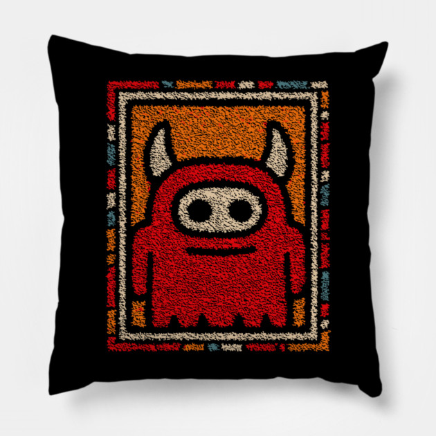 Minimalist Monster | The Shy Little Devil Pillow by TuncGK