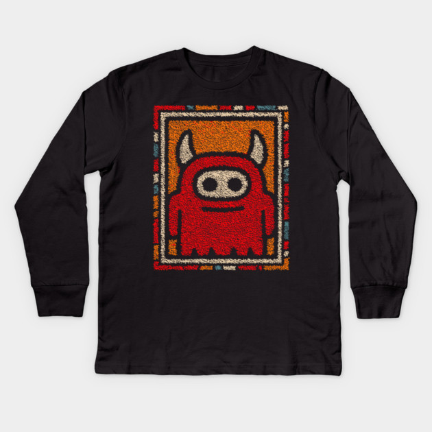 Minimalist Monster | The Shy Little Devil Kids Long Sleeve T-Shirt by TuncGK