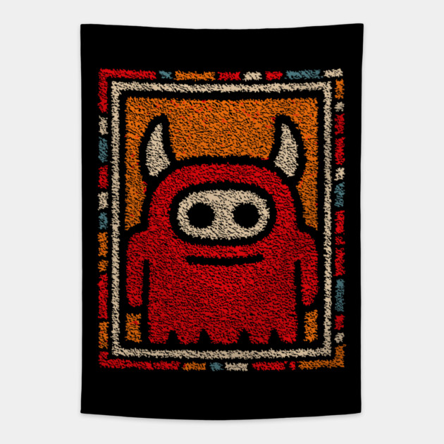 Minimalist Monster | The Shy Little Devil Tapestry by TuncGK