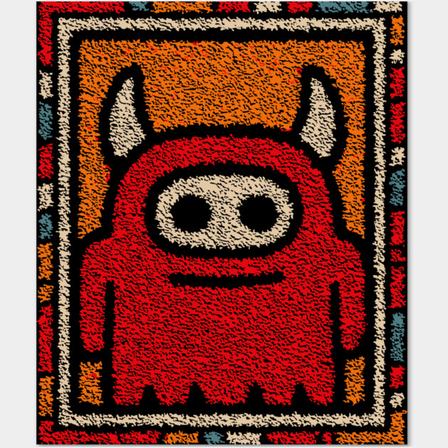 Minimalist Monster | The Shy Little Devil Wall Art by TuncGK