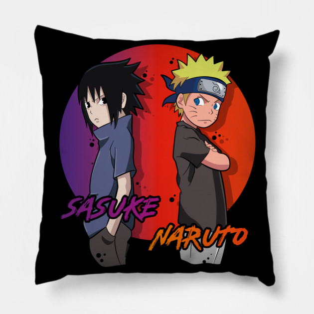 Naruto and Sasuke Back to Back Rivalry Pillow by Otaku Vibes