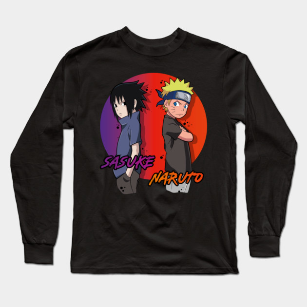 Naruto and Sasuke Back to Back Rivalry Long Sleeve T-Shirt by Otaku Vibes