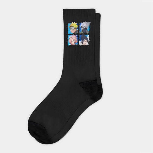 Naruto Team 7 Character Cool Art Socks by Otaku Vibes