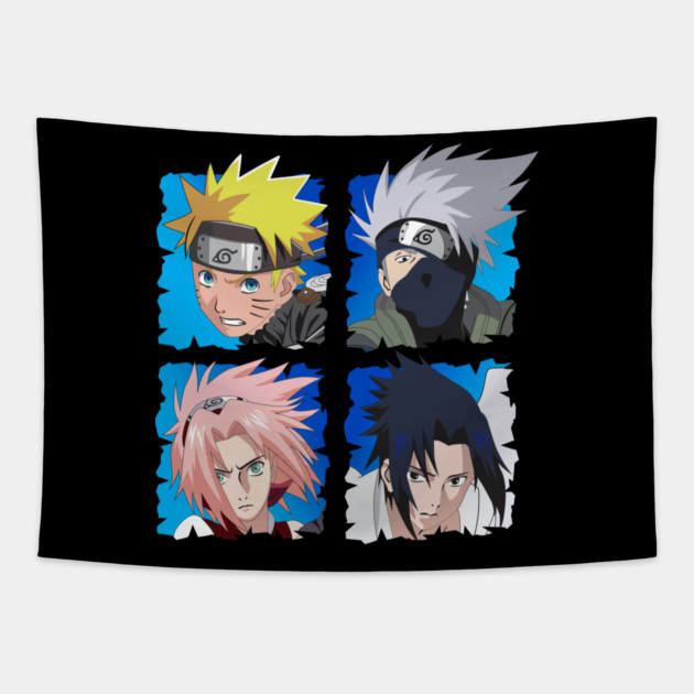Naruto Team 7 Character Cool Art Tapestry by Otaku Vibes