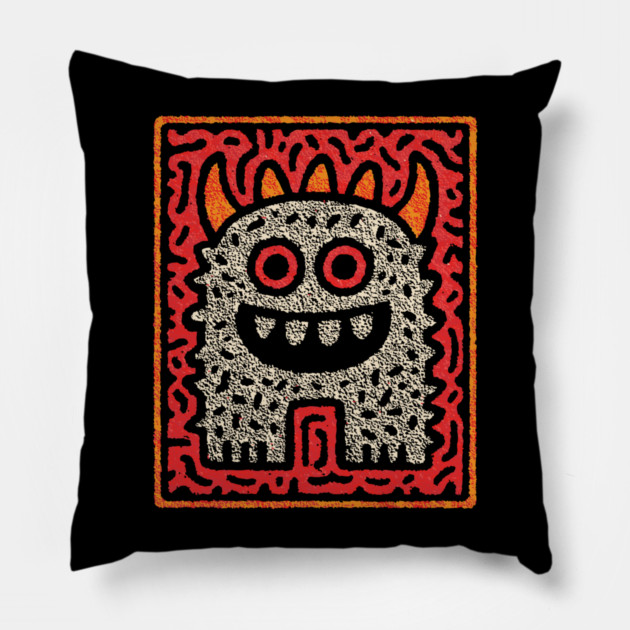 Street Art Monster | The Expressive Doodle Creature Pillow by TuncGK
