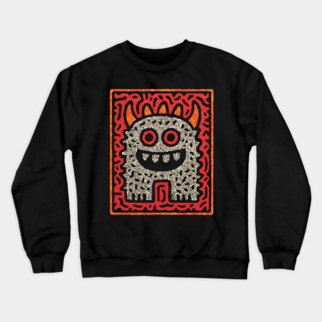 Street Art Monster | The Expressive Doodle Creature Crewneck Sweatshirt by TuncGK