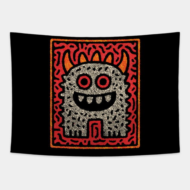 Street Art Monster | The Expressive Doodle Creature Tapestry by TuncGK