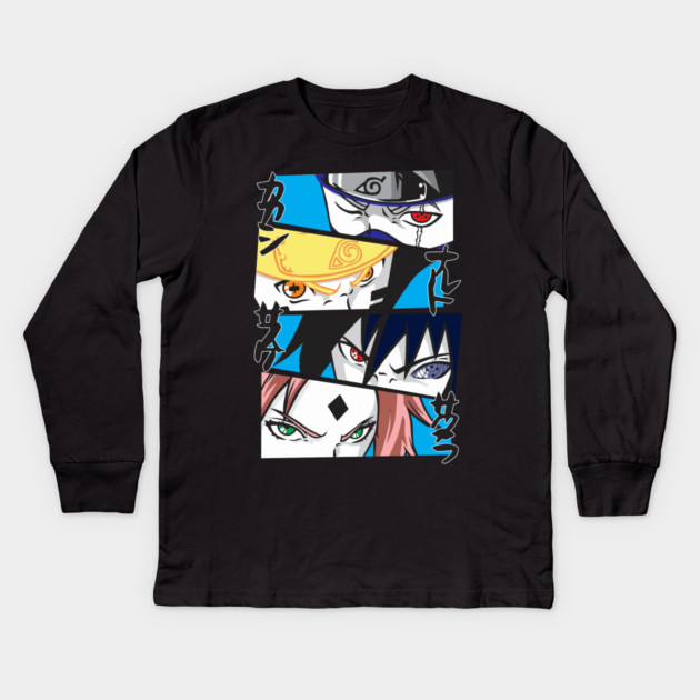 Naruto Team 7 Intense Eyes Panel Kids Long Sleeve T-Shirt by Otaku Vibes