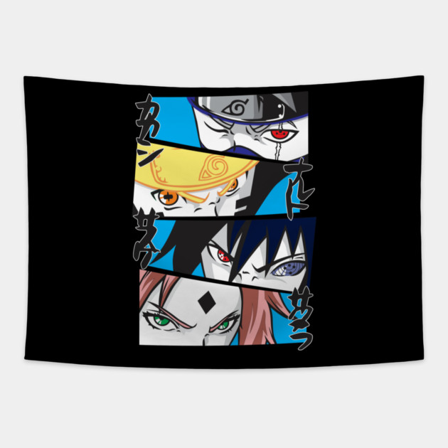 Naruto Team 7 Intense Eyes Panel Tapestry by Otaku Vibes