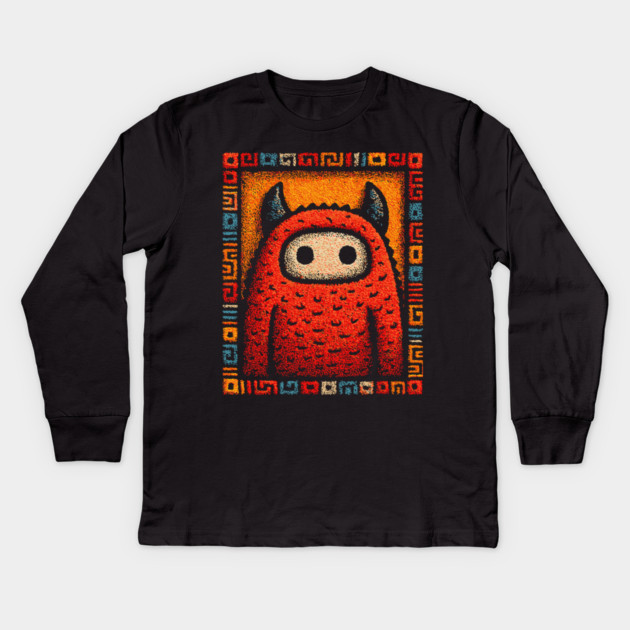 Geometric Monster | The Art Deco Guardian Kids Long Sleeve T-Shirt by TuncGK