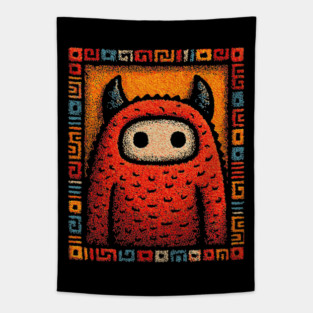 Geometric Monster | The Art Deco Guardian Tapestry
