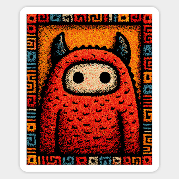 Geometric Monster | The Art Deco Guardian Magnet by TuncGK