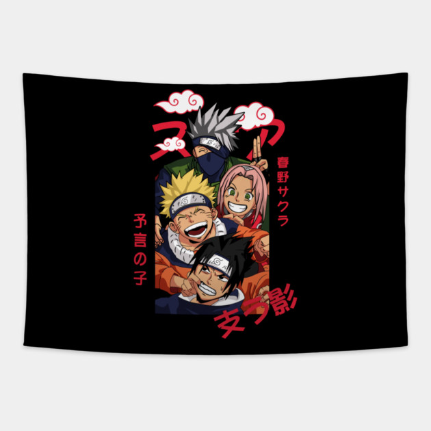 Happy Team 7 - Naruto Anime Tapestry by Otaku Vibes