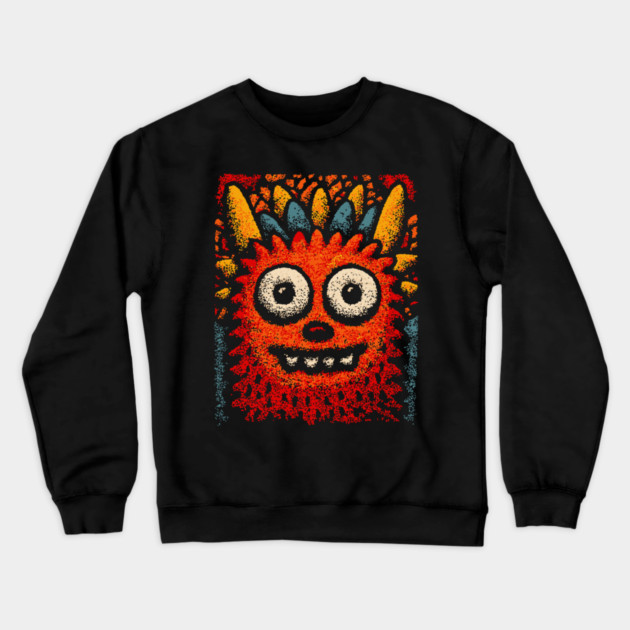 Goofy Toothy Monster | The Happy Little Beast Crewneck Sweatshirt by TuncGK