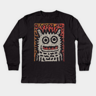 Tribal Pattern Monster | The Folk Art Yeti Kids Long Sleeve T-Shirt