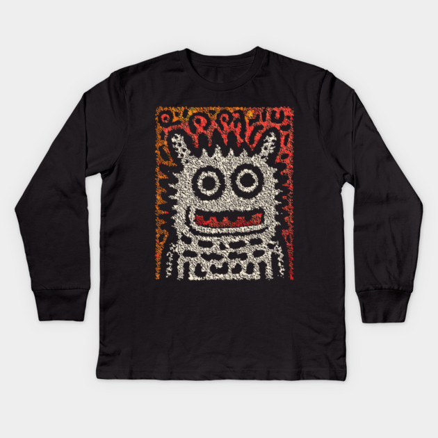Tribal Pattern Monster | The Folk Art Yeti Kids Long Sleeve T-Shirt by TuncGK