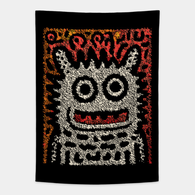 Tribal Pattern Monster | The Folk Art Yeti Tapestry by TuncGK
