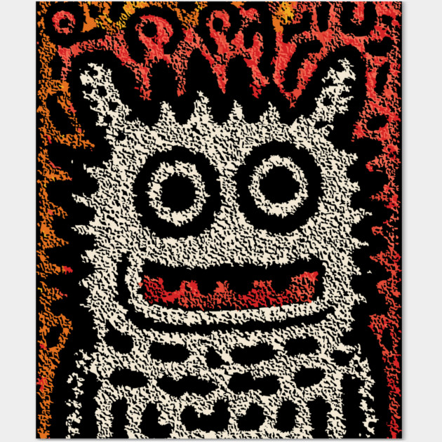 Tribal Pattern Monster | The Folk Art Yeti Wall Art by TuncGK