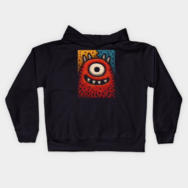 Friendly Cyclops Monster | A Whimsical One-Eyed Creature Kids Hoodie by TuncGK