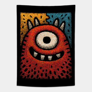 Friendly Cyclops Monster | A Whimsical One-Eyed Creature Tapestry