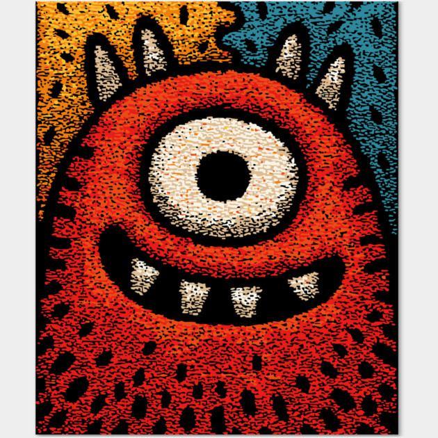 Friendly Cyclops Monster | A Whimsical One-Eyed Creature Wall Art by TuncGK