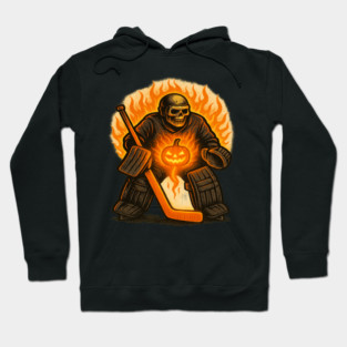 Skeleton Hockey Goalie with Pumpkin Glow Hoodie