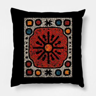 Yule Sun Wheel | A Folk Art Tapestry for the Seasons Pillow