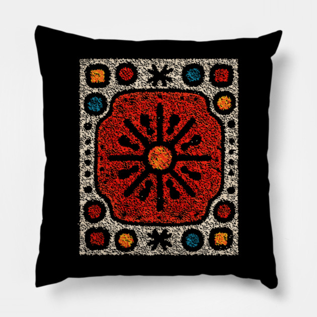 Yule Sun Wheel | A Folk Art Tapestry for the Seasons Pillow by TuncGK