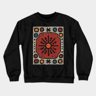 Yule Sun Wheel | A Folk Art Tapestry for the Seasons Crewneck Sweatshirt
