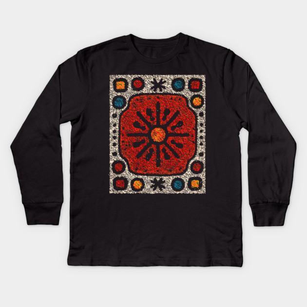 Yule Sun Wheel | A Folk Art Tapestry for the Seasons Kids Long Sleeve T-Shirt by TuncGK