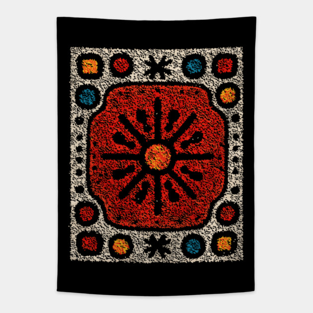 Yule Sun Wheel | A Folk Art Tapestry for the Seasons Tapestry by TuncGK
