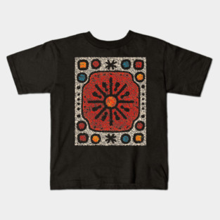 Yule Sun Wheel | A Folk Art Tapestry for the Seasons Kids T-Shirt