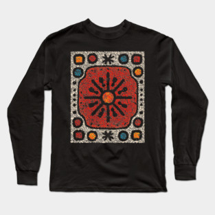 Yule Sun Wheel | A Folk Art Tapestry for the Seasons Long Sleeve T-Shirt