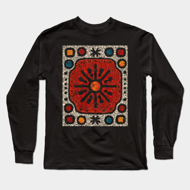 Yule Sun Wheel | A Folk Art Tapestry for the Seasons Long Sleeve T-Shirt by TuncGK