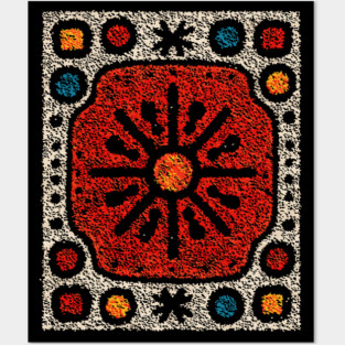 Yule Sun Wheel | A Folk Art Tapestry for the Seasons Posters and Art