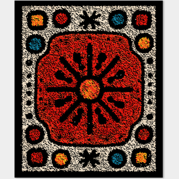 Yule Sun Wheel | A Folk Art Tapestry for the Seasons Wall Art by TuncGK