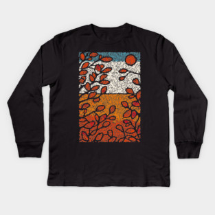 Winter Sun | Autumn's Last Glow Folk Art Kids Long Sleeve T-Shirt